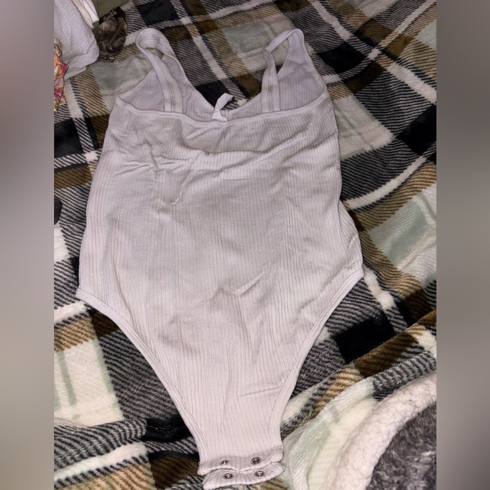 Women's White Ribbed Bodysuit